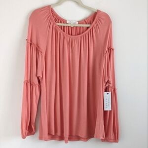 FRENCH Laundry Vintage Coral Long Sleeve Knit Top 1X